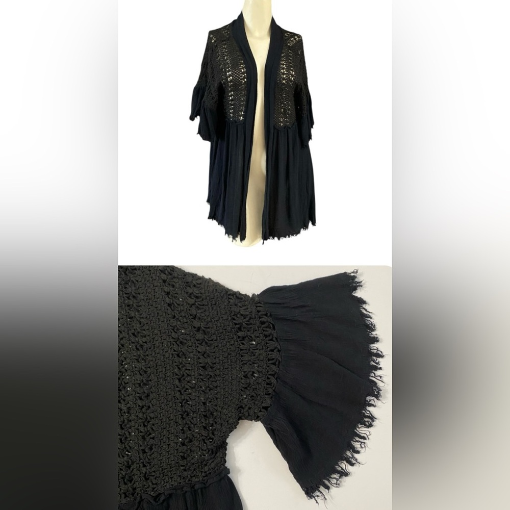 Umgee Black Crochet Cardigan women’s size Small